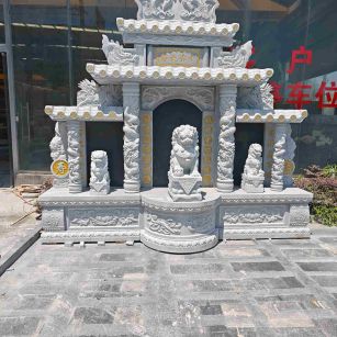 陕西芝麻白中国黑石材套墓 花岗岩墓碑