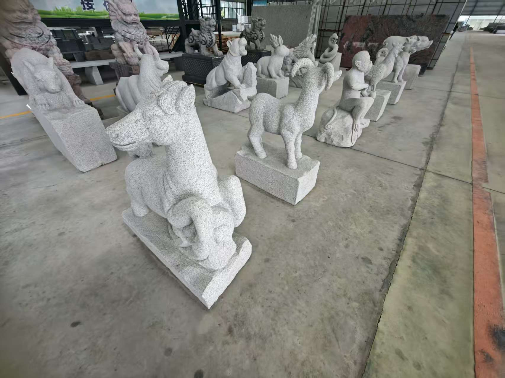 陕西芝麻白雕刻 十二生肖 异形雕刻