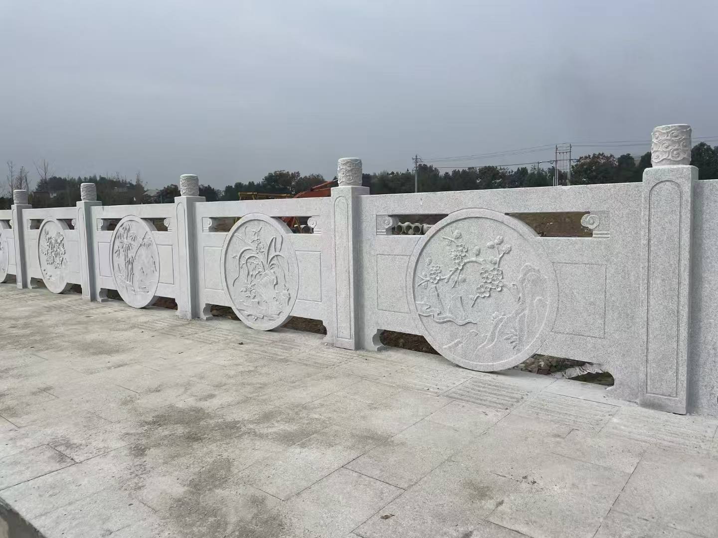 陕西芝麻白河道栏杆 石材栏杆